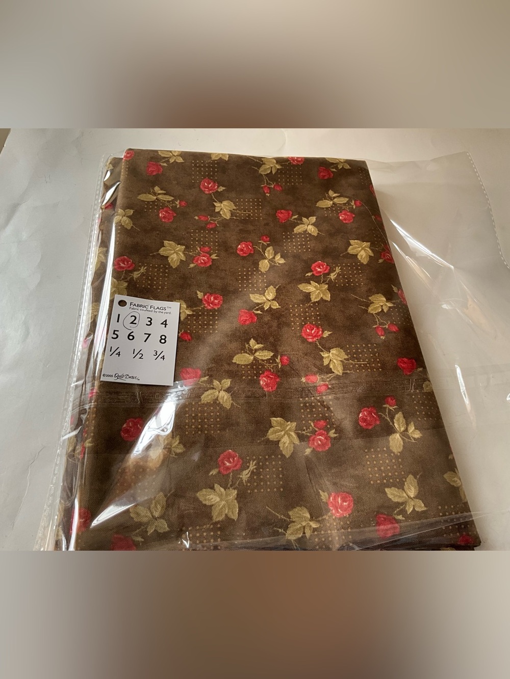 Moda #3843 Chocolat Floral Brown Red Beige Cotton Quilting Fabric 2 yards NWT